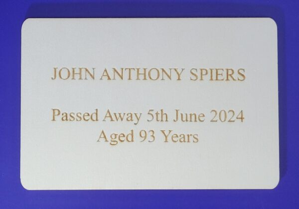 Balsa Wood Coffin Plate with photo (150 x 100mm)