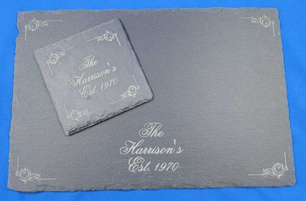 Slate Placemats (300mm x 200mm) with Coasters