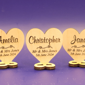 Wood Heart Shaped wedding Placenames